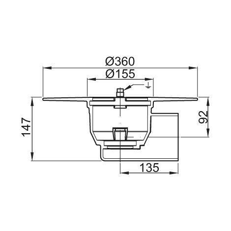 ACO Bodenablauf Passavant DN100/1,5 Grad/1,6l/s/Klebefl./Anstrich, 5570.30.20