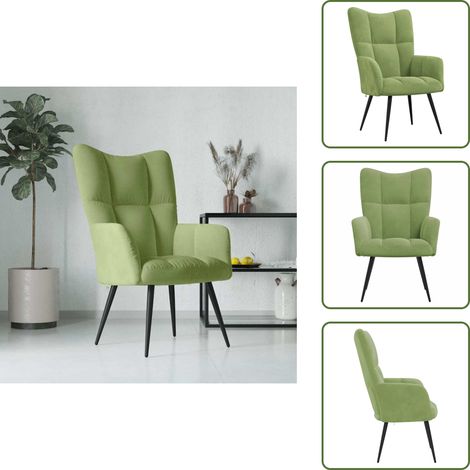 Sedia con braccioli - vidaXL Sedia Relax Verde Chiaro in Velluto - Design moderno