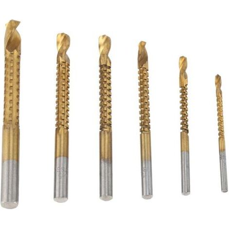 6PCS Foret Mèche à Bois HSS Foret et de Scie en Titane Forets à Bois Métal pour Travail du Bois de Coupe Rainurage Mèche Forage Trou de Coupe Scie-Trou de Menuisier 3-8mm (1/4)
