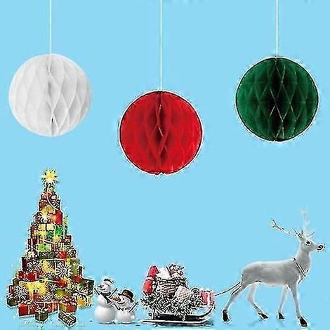 Lh01 Lot de 2 décorations de Noël en papier, boules de Noël à suspendre, décoration florale pour la maison, Spécifications : Boule de Noël C (1/4)