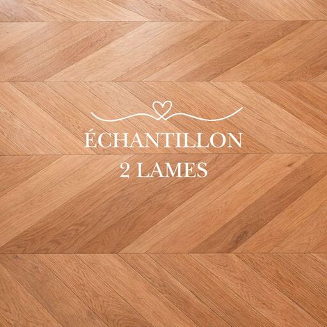 DILECI - [ÉCHANTILLON] - Parquet contrecollé chêne français, Point de Hongrie , Chevron taille 510×83×15 mm, Teinte bois naturel (1/5)