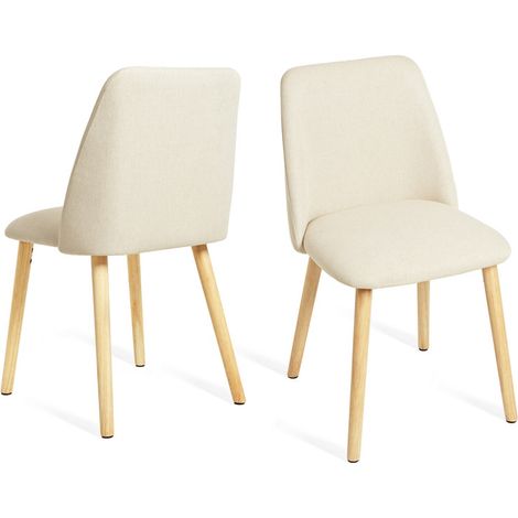 Goeurvant Moderne Minimalistische Esszimmerstühle mit Atmungsaktivem Bezug und Massivholzbeinen - 2er Set - Creme