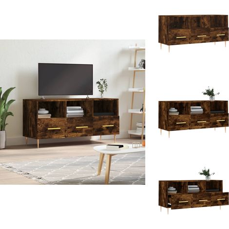 TV-Schrank Räuchereiche 102x36x50 cm Holzwerkstoff - TV Schrank - Fernsehtisch - Holz Sideboard - Regal - Wohnzimmermöbel (1/5)