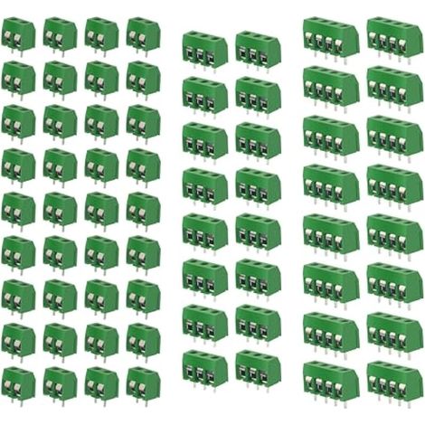 150 Pièces 5mm PCB Vis Connecteur, Bornier à Souder Vert, 2/3/4 Broches Bornier à Vis de PCB Circuit Imprimé pour Arduino