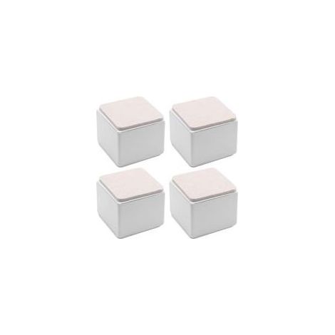Lot de 4 rehausseurs de lit autocollants, carrés et robustes, en acier carbone, pour table et canapé, ajoutant 5 cm de hauteur avec patin en feutre, blancs (1/4)