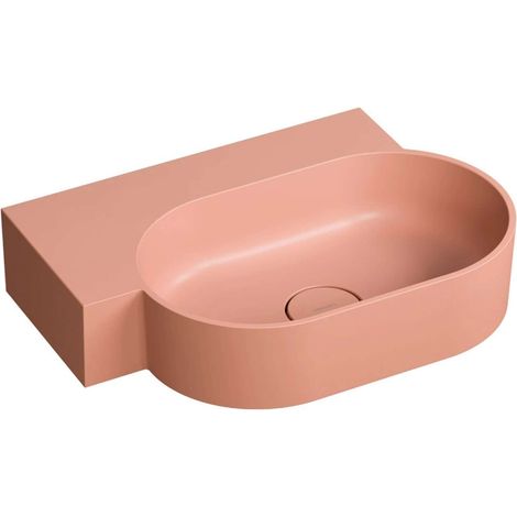 OMNIRES Ovo M+ - Waschbecken 56 x 39 cm, ohne Überlauf, ohne Armaturenloch, links, Coral OVO555UWLCO (1/5)