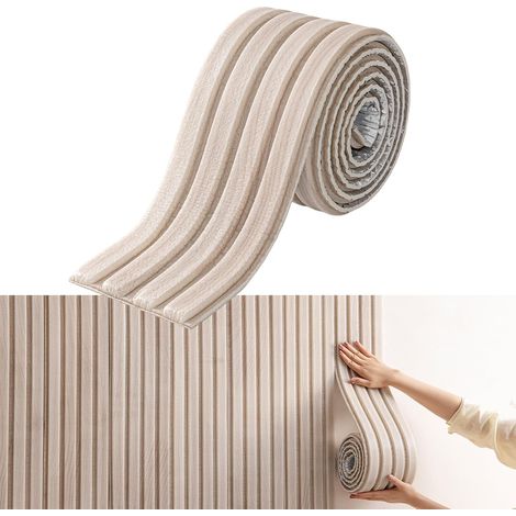 Panneaux muraux rembourrés pour chambre d'enfant, 2,8 m auto-adhésifs anti-collision, protection murale 3D pour chambre à coucher, revêtement mural de 1,1 cm d'épaisseur pour lit pour chambre à (1/5)
