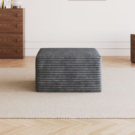 Canapé Modulable en Tissu Côtelé, Sans Montage, Design Compact, Gris Foncé (1/5)