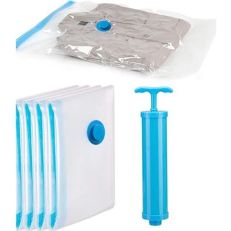 4 pcs Sacs de Rangement sous Vide Voyage sous Vide Housse sous Vide Réutilisable Sac Compression sous Vide Vêtement [80x100cm] (1/4)