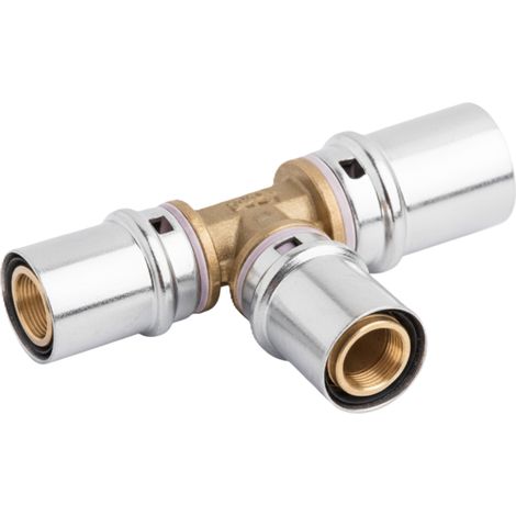 Raccordo a t intermedio Ø20x16x16 in ottone nichelato per tubo multistrato pex-al-pex balpex mp bampi mp201616