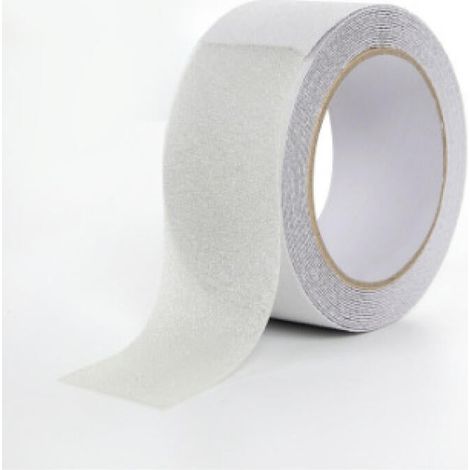 Ruban de sécurité antidérapant transparent, 2 rouleaux, 5 cm x 5 m, adapté aux marches d'escalier extérieures et au balisage au sol. (1/5)
