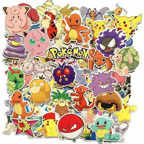 Pokemon 80 Piece Sticker Pack, Unique Kids Cool Stickers, Laptop, Guitar, Skateboard Stickers (1/4)