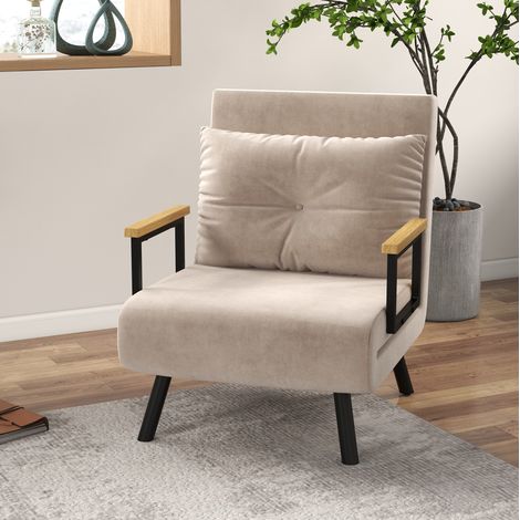 Verstellbarer 1-Sitzer-Schlafsessel, 5-fach verstellbare Rückenlehne, Beige HAVRYA (1/5)