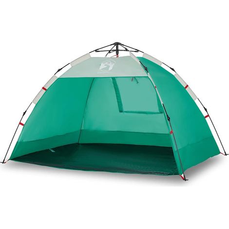 vidaXL Tienda de playa 2 personas impermeable apertura rápida verde (1/2)