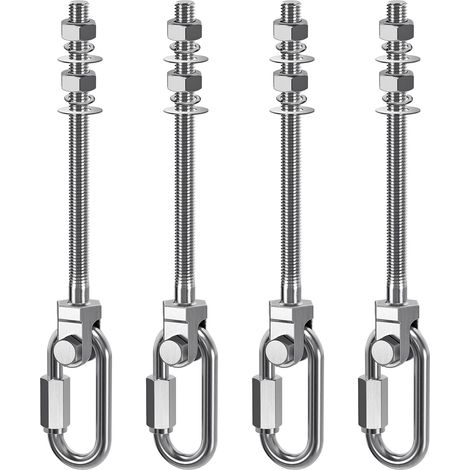 4pcs Crochet de Hamac, M10 x 180mm Accroche de Balançoire Fixation Fauteuil Suspendu Pivot Ensemble Support Fixation Plafond/Poutre pour Corde Yoga/Cerceau Aérien/Sac Frappe/Sac Sable,1500lbs
