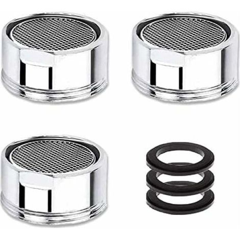 3 Aérateur de robinet, filetage mâle 21,5 mm, corps en laiton chromé, filtre acier inoxydable, pour cuisine et salle de bain (1/5)