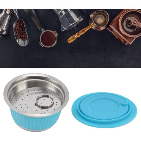 Tasse à filtre rechargeable en acier inoxydable compatible avec les capsules de café Nestlé Dolce Gusto (bleue) (1/5)