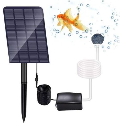 Pair - SJLERST Aérateur Solaire de Bassin, Pompe à Oxygène Solaire Enfichable 2W, Pompe Bassin Solaire, Aérateur d'aquarium, Aérateur de Pêche avec Tuyau Pierre à Air (1/5)