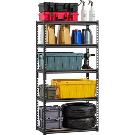 Étagère de Rangement, 907 kg, Étagère de Garage Métallique à 5 Niveaux Réglables, 406x813x1596 mm, Meuble Rayonnages de Stockage Utilitaire pour Garage, Cuisine, Atelier, Sous-sol, Entrepôt (1/5)