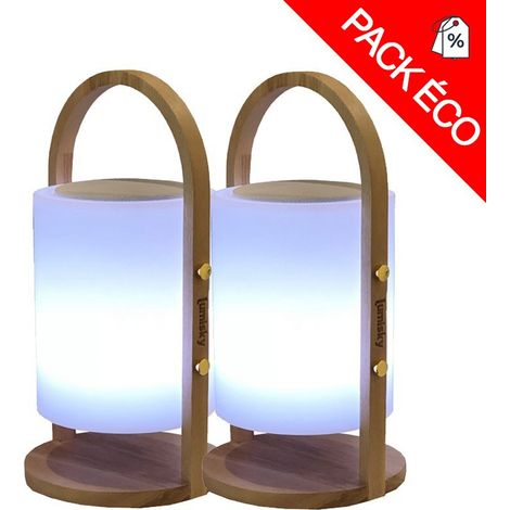 Lot de 2 baladeuses lumineuses et musicales rechargeables WOODY PLAY Lumisky® (1/4)