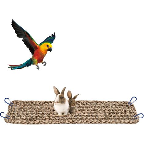 Tapis de repos tressé en paille pour petits animaux et oiseaux, pont suspendu naturel pour cage (1/5)