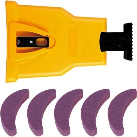 Affilacatene portatile per motosega: include 5 pietre abrasive per affilare rapidamente le catene della motosega (da 35 a 50 cm) per tagli precisi e una lunga durata. (1/4)
