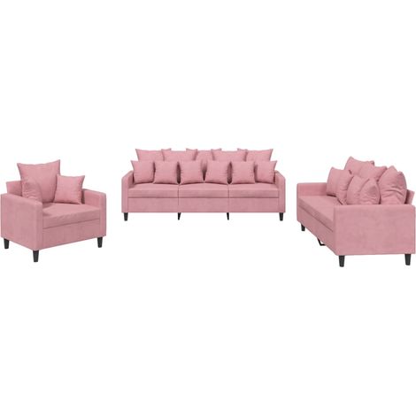 Maison Exclusive - Set di Divani 3 pz con Cuscini rosa in Velluto