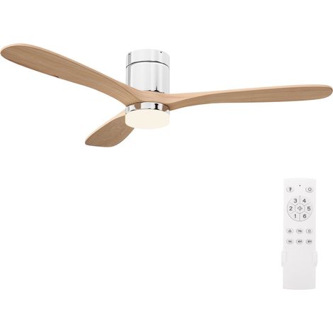 Ventilateur de plafond lampe LED 132 cm, pales bois massif, moteur DC silencieux, 6 Vitesses, télécommande, pour salon et chambre - Nature (1/5)