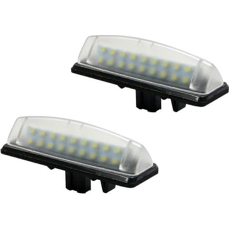 Set mit 2 weißen LED-Kennzeichenleuchten, kompatibel mit den Modellen IS300, IS200 und LS430. Direkte Installation.