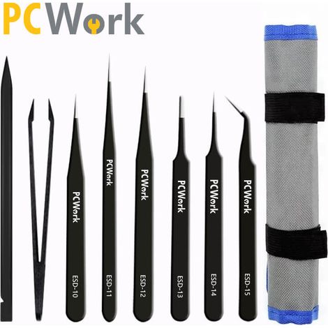 Juego Pinzas Protección Esd  Acero Inoxidable 8 Piezas Pcw08f