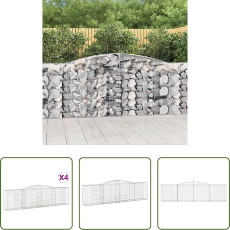 Schalldämmung - Gabionen mit Hochbogen 4 Stk. 400x50x100/120cm Verzinktes Eisen (1/5)