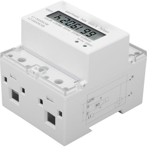 Compteur électrique monophasé rail DIN, affichage LCD, mesure courant et kWh 230VAC 50Hz, pour maison, hôpital, hôtel (1/5)