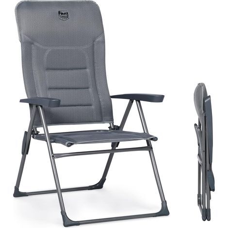 Chaise de Jardin Pliante Alu Dossier Inclinable 7 Positions Fauteuil pliable léger en aluminium, assise confortable et pliage rapide, idéale pour le jardin, la terrasse et le balcon (1/5)