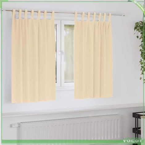 Rideaux occultants - FAFEISY - 140 x 140 cm (2 pcs) - Crème - Tissage triple 80–90% - Avec anneaux et crochets (1/5)