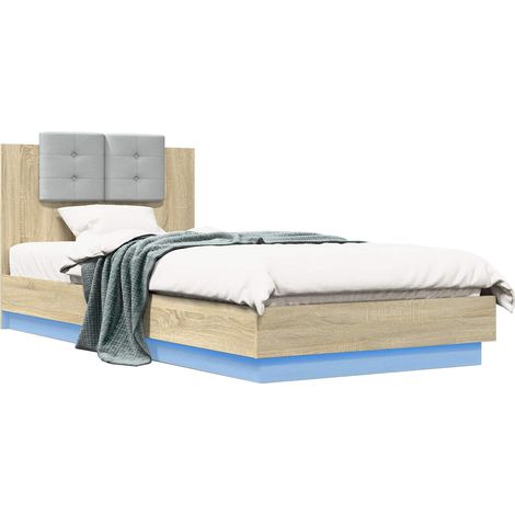Bettgestell mit LED Sonoma-Eiche 80 x 200 cm Holzwerkstoff vidaXL (1/5)