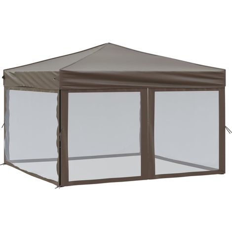 Tonnelle de jardin,Tente de réception pliable avec parois Taupe 3x3 m CFW310778 (1/5)