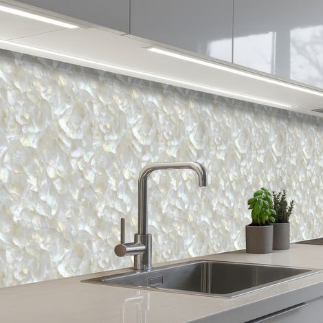 Kitchen Splashback Pearl Gloss - White - Shell 500x60 cm (1/5)