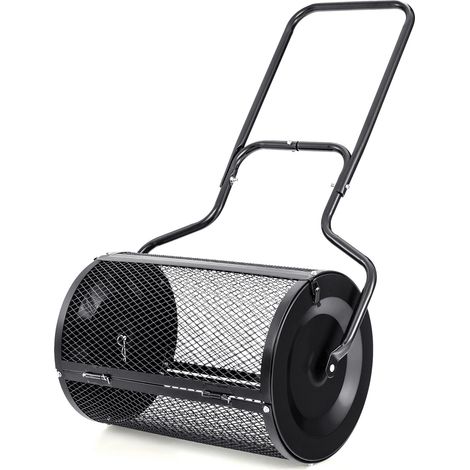 24” Peat Moss Spreader with Upgrade Side Latches and U-shape Handle-Black (1/5)