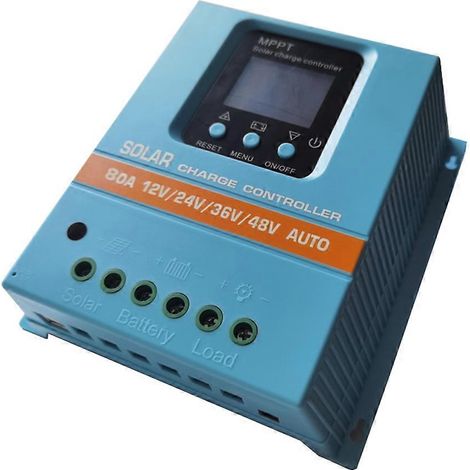 Régulateur de charge solaire MPPT 80A, écran LCD, compatible batteries 12V 24V 36V 48V, contrôleur intelligent haute performance (1/5)
