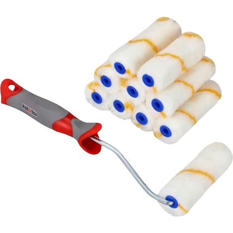 Kotarbau – Lot de 10 rouleaux de peinture 115mm – Manche en caoutchouc – Revêtement polyamide pour peinture latex et émulsions – Application rapide et propre