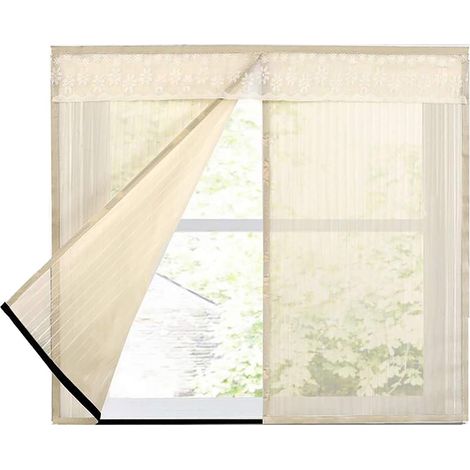 Moustiquaire Pour Fenêtre, Moustiquaire Magnétique, Moustiquaire Avec Protection Anti-Moustiques Magic Tape, Beige, 100x100cm (1/5)