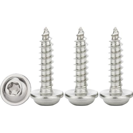 Vis à Tôle Autoperceuses M3x12mm,50 Pièces Vis Autoforeuse Torx avec Rondelle Acier Inoxydable A2 V2A Vis Bois à Tête Bombée Plate Dureté élevée,Entièrement Fileté (1/5)