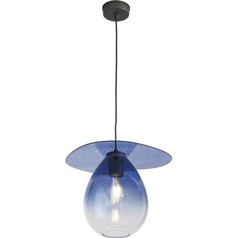 Deckenleuchte 34X33X31 Metall Schwarz/Blaues Glas (1/3)