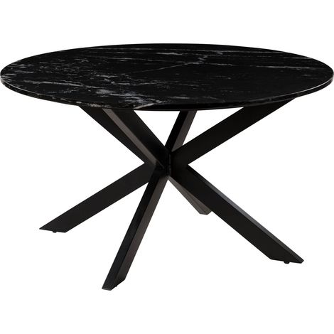 Esstisch rund ⌀ 137 cm Marmor schwarz / Kreuzgestell Eisen schwarz BARCELONA 417