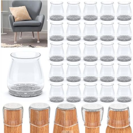 QAZQA 32 pcs Protection Pied de Chaise Silicone(Gris), Protege Pied de Chaise, Patins pour Meubles pour Sols en Bois Dur, pour Pieds de Chaise Ronds et Carrés, Élimine Le Bruit et Les Rayures (1/5)