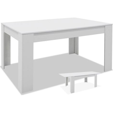 Mesa comedor Bass extensible acabado blanco mate, 77cm(alto) 140-200cm(ancho) 90cm(largo) (1/3)