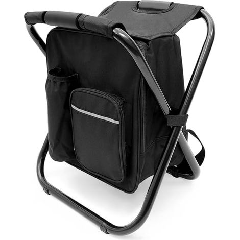 Tabouret De Camping Pliable - Sac À Dos Avec Sac Fraîcheur Isolé - Pour Randonnée Pêche Chasse Extérieur - 1 Pièce (1/3)