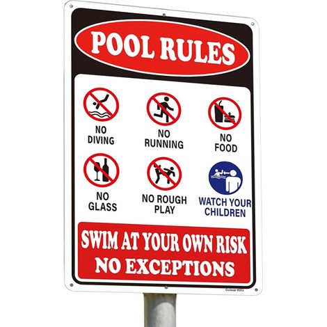 Panneau de règles de piscine Décorative Aluminium 20x30 cm Décoration de piscine extérieure Pour plage jardin terrasse porte maison bord de piscine salle de sport (1/5)