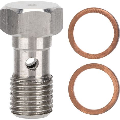 Jeffergarden 7/16inx20 UNF Banjo Bolt Adaptateur de raccord de frein en acier inoxydable de 25 mm de long avec 2 rondelles (1/5)