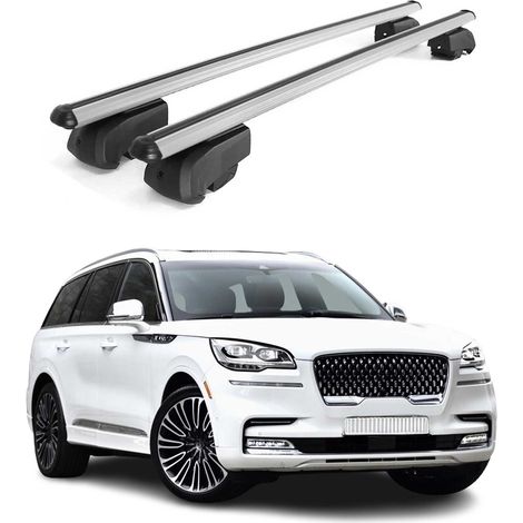 OMAC Aluminium Dachträger Querträger für Lincoln Aviator II 2020-2026 – City Crash – ISO/PAS 11154:2006 – Abschließbar – Max. 75 kg – 2 Stangen Silber (1/5)